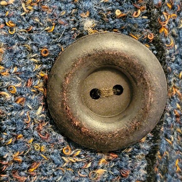 Curio Blue Cardigan Sweater 80s Twee Buttons Pockets Size Medium - Picture 9 of 12